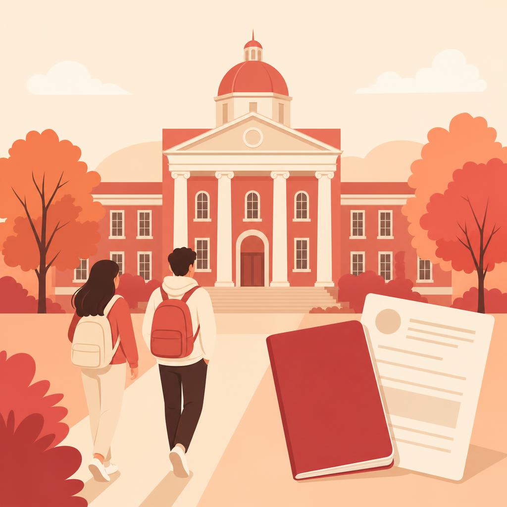 International students on a US university campus with an F-1 visa and I-20 document