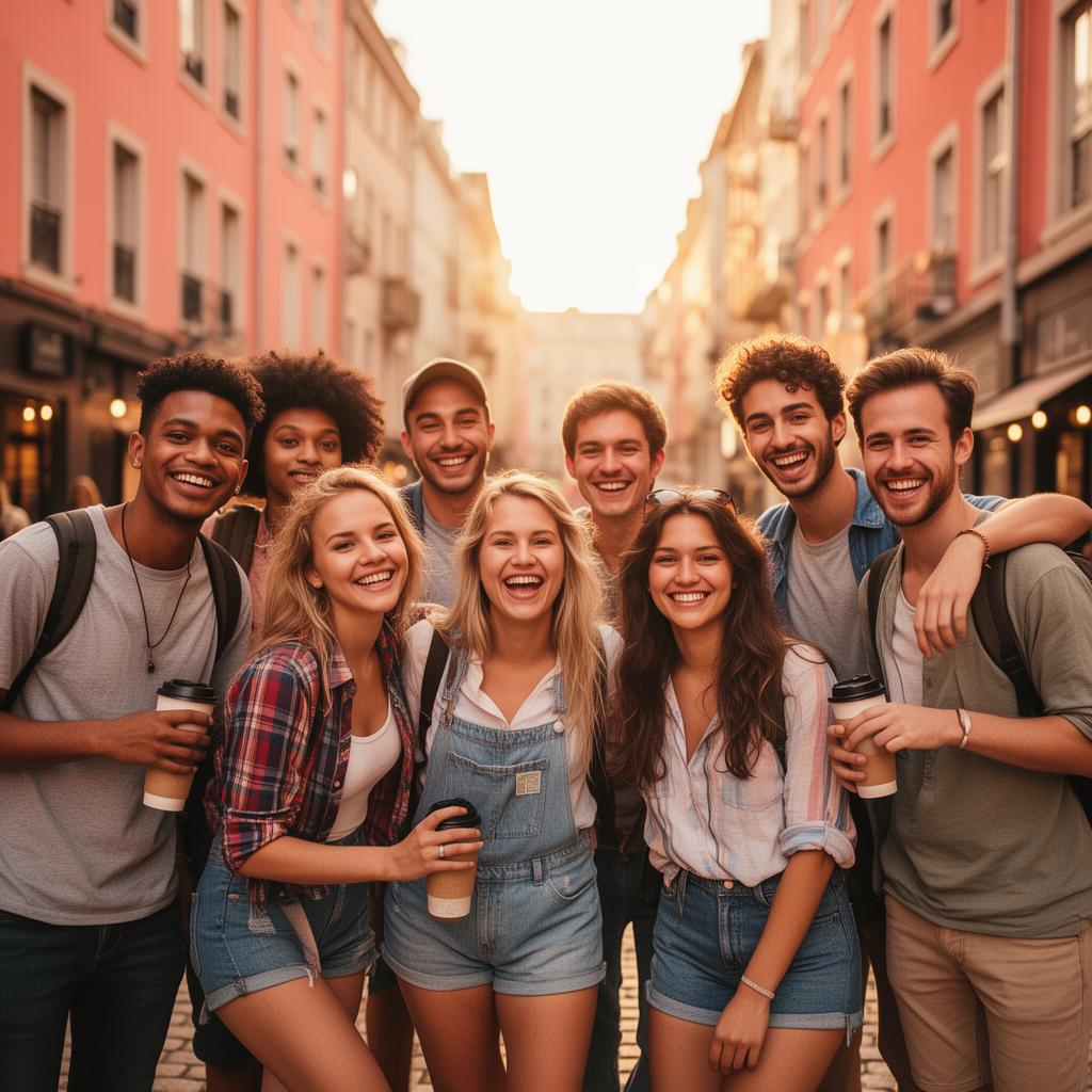 Diverse group of expats and immigrants connecting in a new city